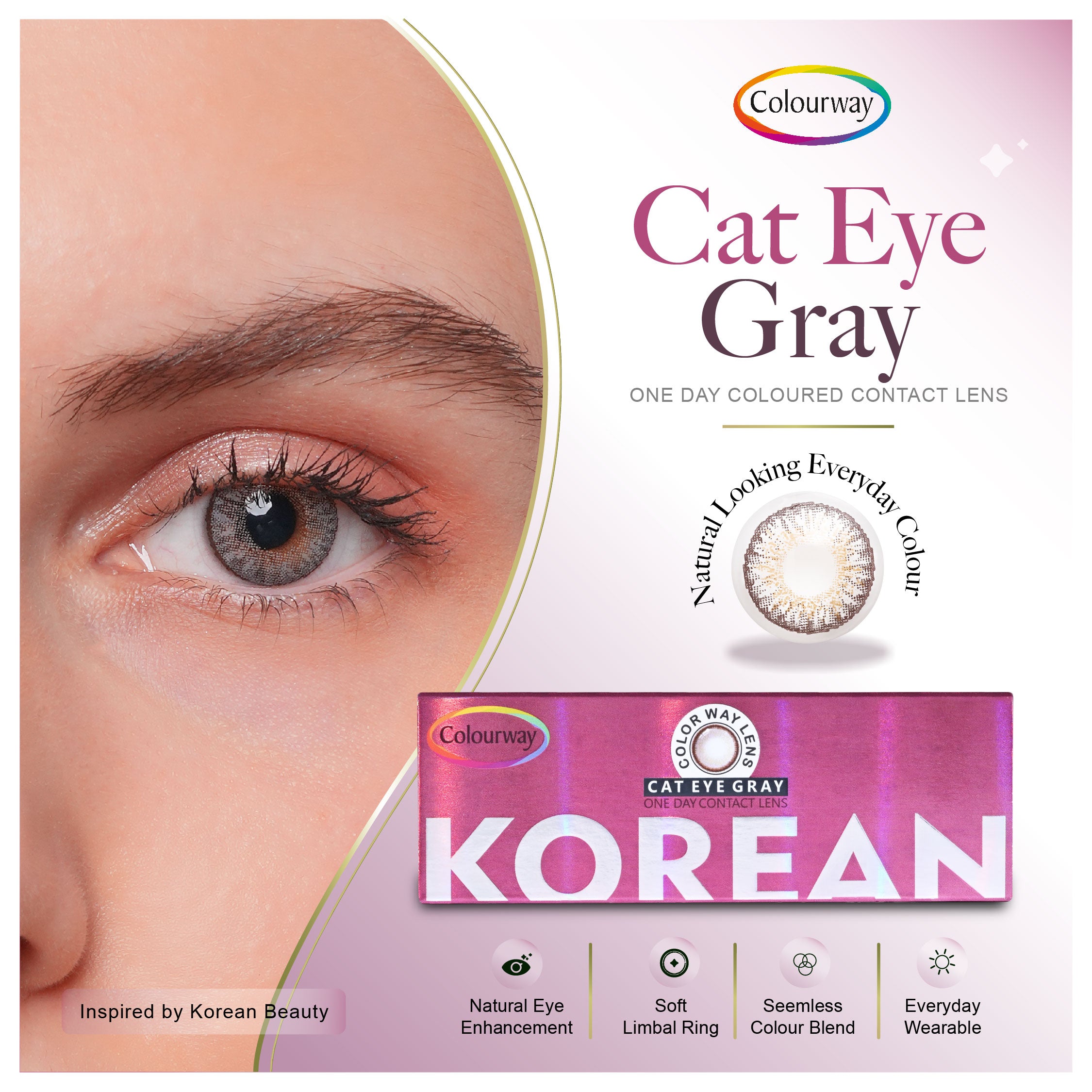 Cat Eye Gray Korean One Day Contact Lens (Daily Wear)